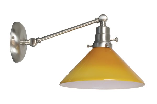 10-inch Otis Satin Nickel Direct Wire Wall Swing Lamp Amber Shade