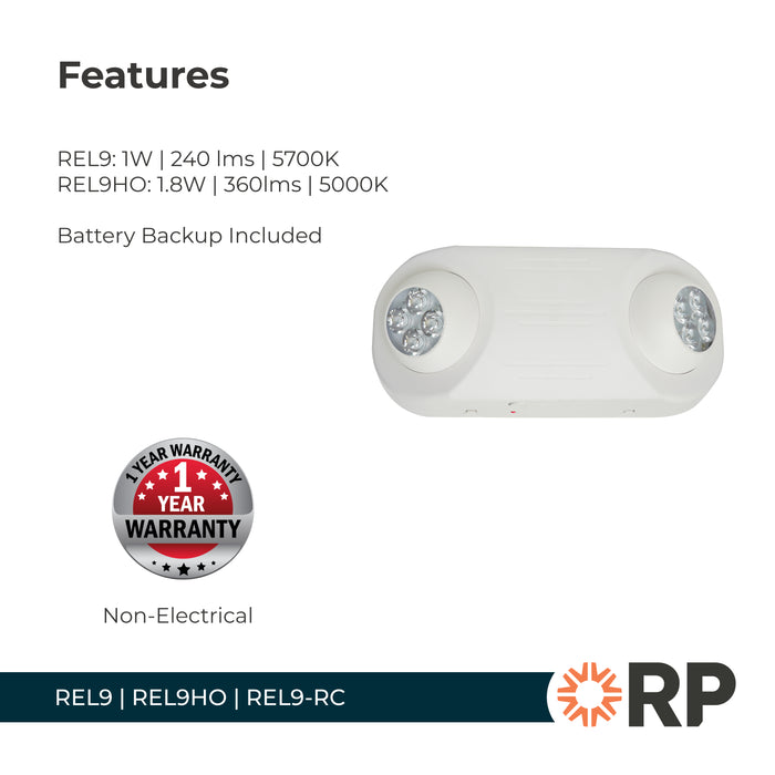 11-inch White Emergency Light with 5W Output