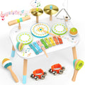 12-in-1 Drum Set for Toddlers 1-3, Wooden Baby Musical Instruments