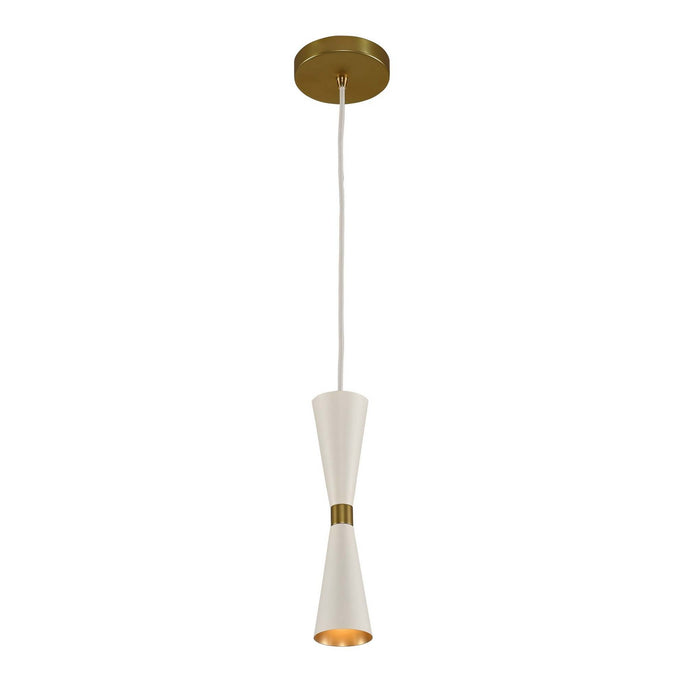 12'' Milo 1 Light White w/ Vintage Brass Pendant