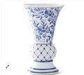 14 Inch Blue & White Fluted Chinoiserie Vase