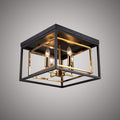 4 Lights 15-in Flush Mount Aged Brass/Matte Black  Dimmable 160W