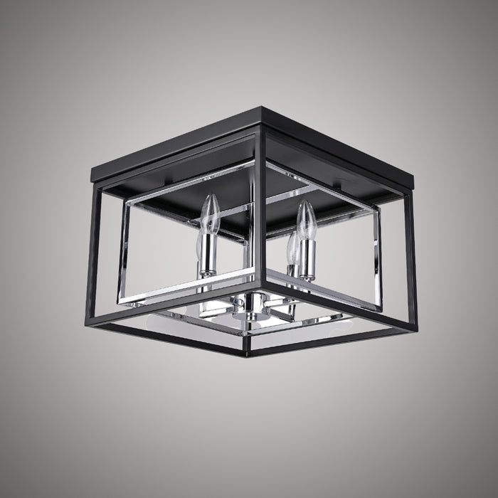 4 Lights 15-in Flush Mount Chrome/Matte Black  Dimmable 160W