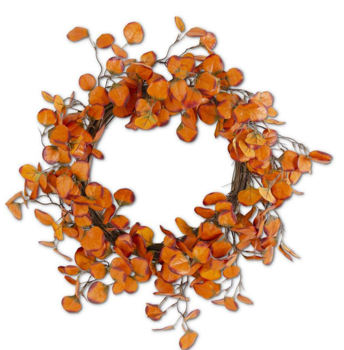 15 INCH ORANGE GUMDROP EUCALYPTUS CANDLE RING