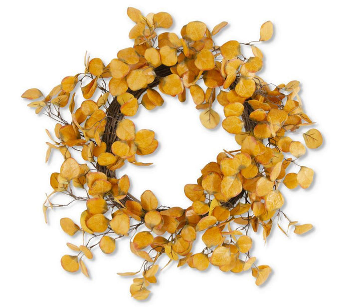 15” Yellow Gumdrop Eucalyptus Candle Ring (6.5” diameter)