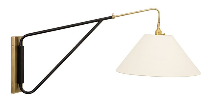 18-inch Arm Antique Brass Black Wall Swing Lamp