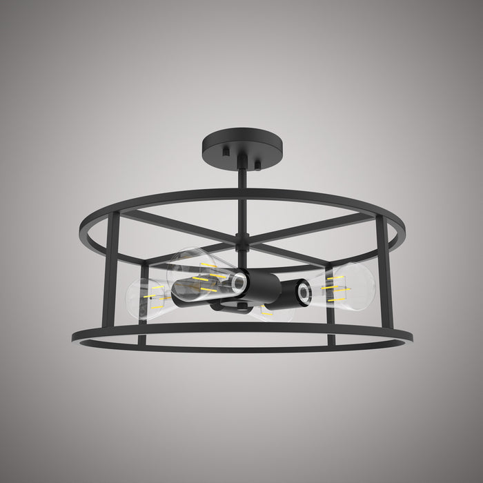 18-inch Matte Black Dimmable Flush Mount Ceiling Light