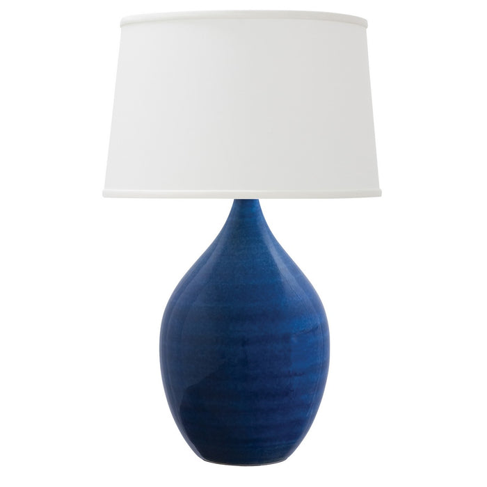18.5-inch Scatchard Scored Blue Gloss Table Lamp