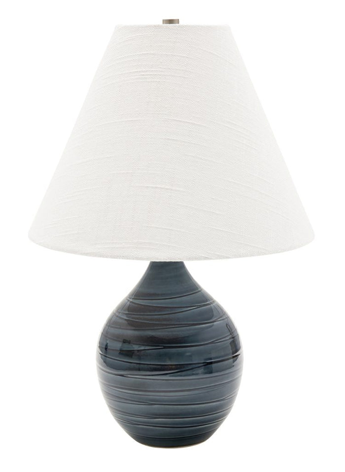 19-inch Scatchard Scored Blue Gloss Accent Table Lamp