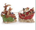 2 PIECE PORCELAIN SANTA IN SLEIGH SET