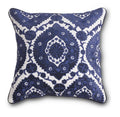 20 Inch Royal Blue Velvet and Linen Embroidered
