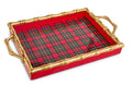 20" Plaid Gold Bamboo Tray