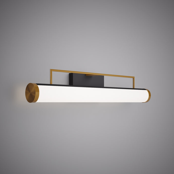 24-in wall/vanity light Aged Brass/Matte Black  Dimmable 28W