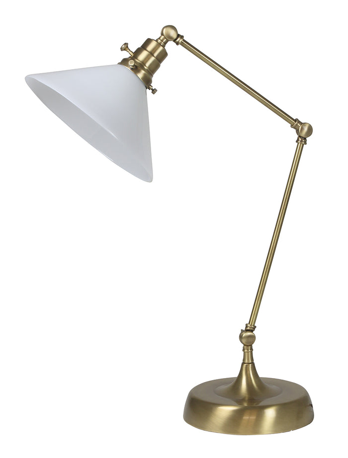 26-inch Otis Antique Brass Table Lamp White Shade
