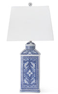 29 Inch Blue & White Ceramic Square Lamp