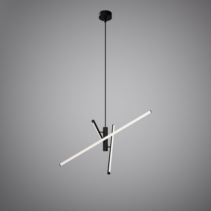 3-light Matte Black Dimmable Adjustable LED Pendant Light