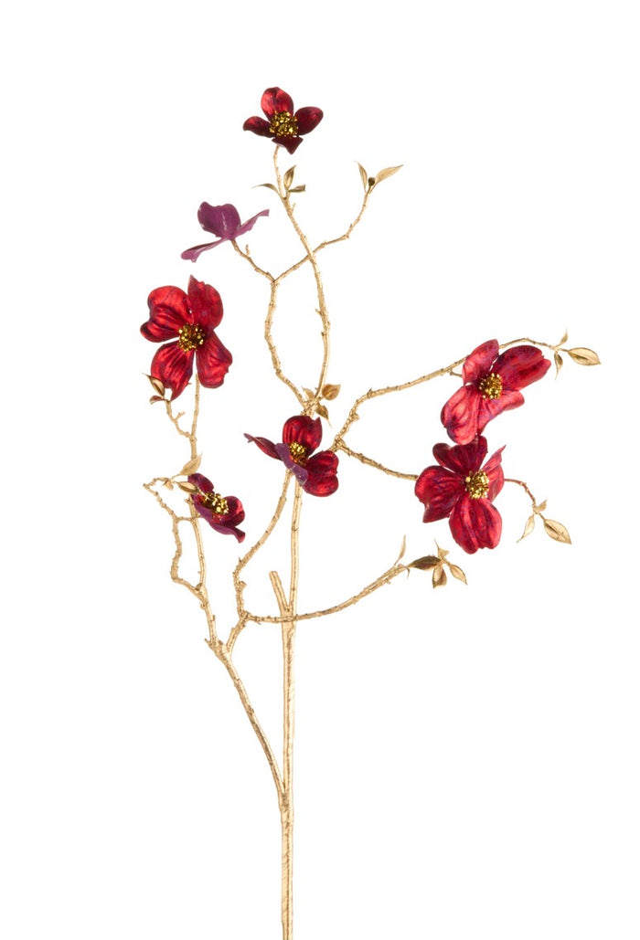 35" Burgundy Dogwood Spray