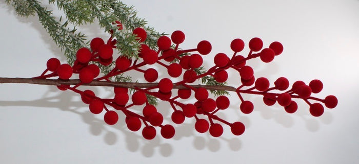 38" Burgundy Flocked Berry Stem