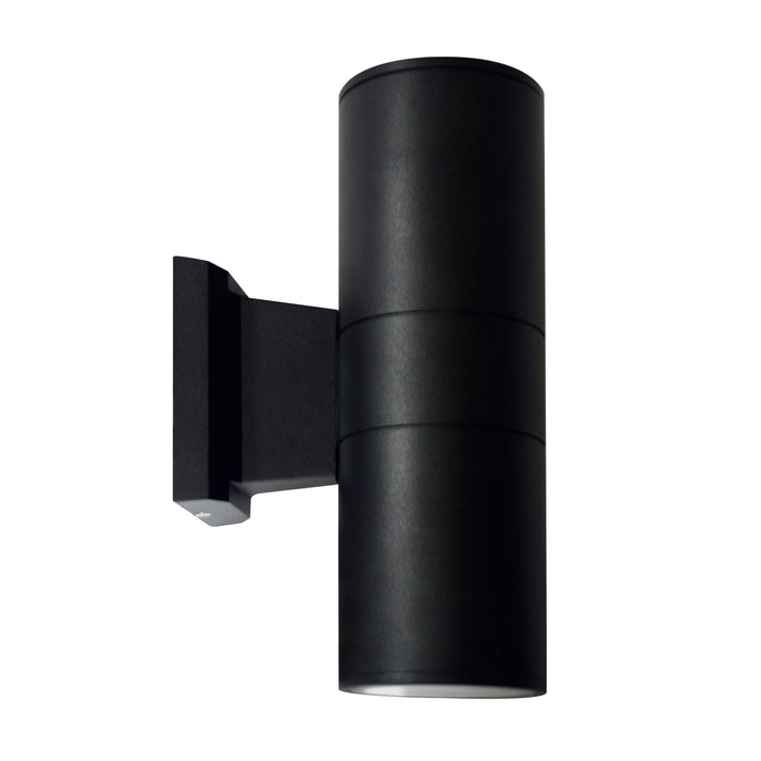 4-inch Black Cylinder Outdoor Wall Light with 3000K Light and Black Reflector