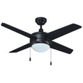 44 Inch Europa II AC Black Indoor Ceiling Fan 4-Blade 2 Lights Reversible