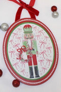 4.5x6" Nutcracker Ornament with Glitter, and Velvet Ribbon