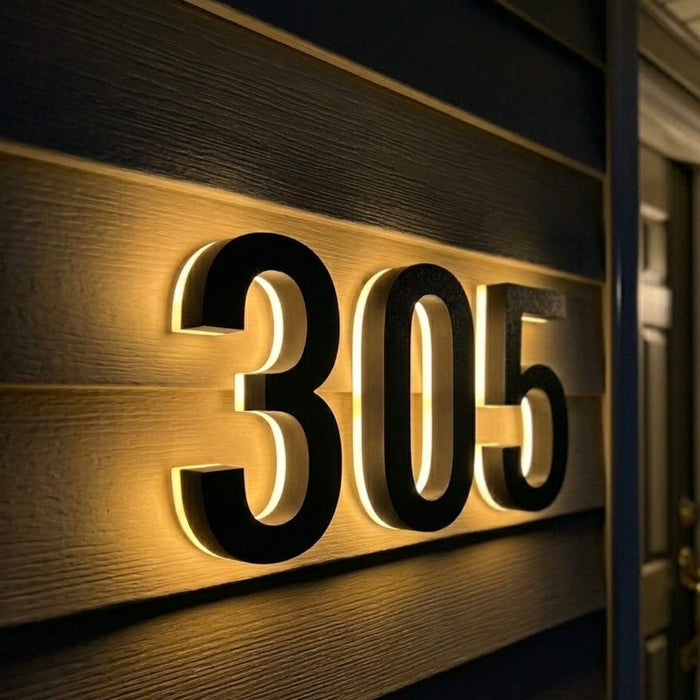 5 inch backlit house numbers - 2700k ABS Polymer - Waterproof