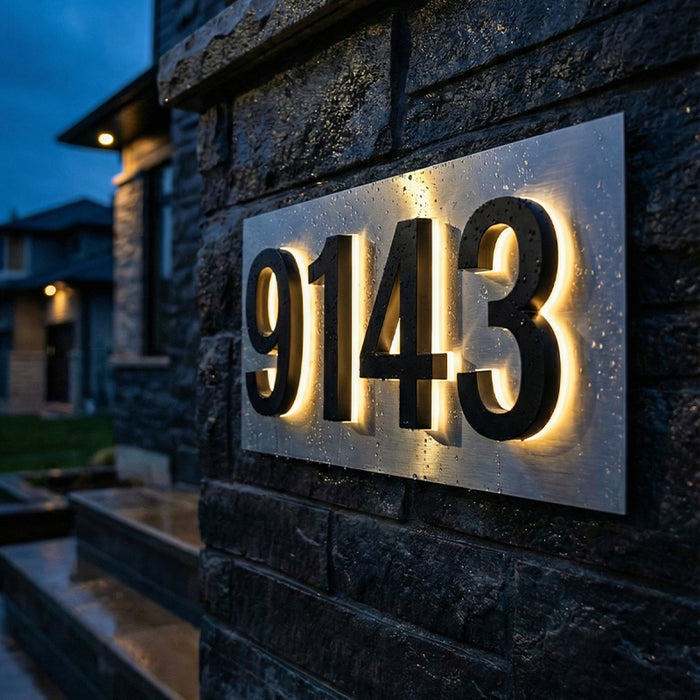 5 inch backlit house numbers - 2700k ABS Polymer - Waterproof