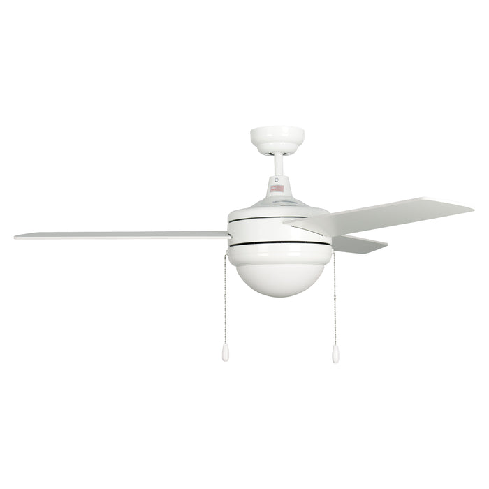 50 Inch Contempo AC White Indoor Ceiling Fan 3-Blade 2 Lights Reversible