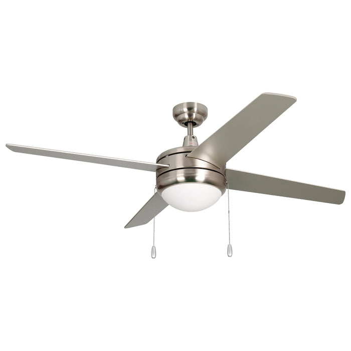 50 Inch Europa AC Brushed Nickel Indoor Ceiling Fan 4-Blade 2 Lights Reversible