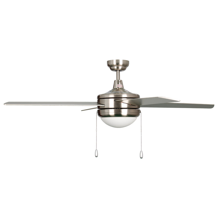 50 Inch Europa AC Brushed Nickel Indoor Ceiling Fan 4-Blade 2 Lights Reversible