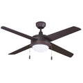 50 Inch Europa AC Oil Rubbed Bronze Indoor Ceiling Fan 4-Blade 2 Lights Reversible
