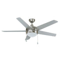 50 Inch Mirage AC Brushed Nickel Indoor Ceiling Fan 5-Blade 2 Lights Reversible
