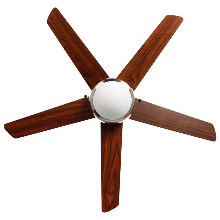 50 Inch Mirage AC Brushed Nickel Indoor Ceiling Fan 5 Walnut Blade 2 Lights Reversible