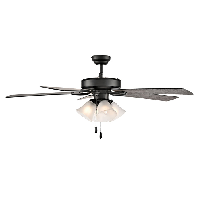 52 Inch Calivane AC Matte Black Indoor Ceiling Fan 5-Blade 4 Lights Reversible