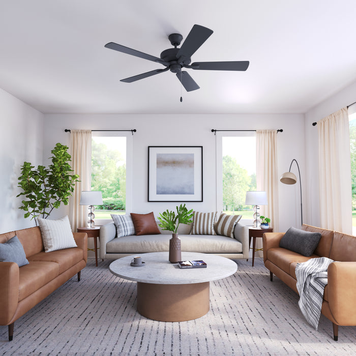 52 Inch Coltstaff AC Matte Black Indoor Ceiling Fan 5-Blade Reversible