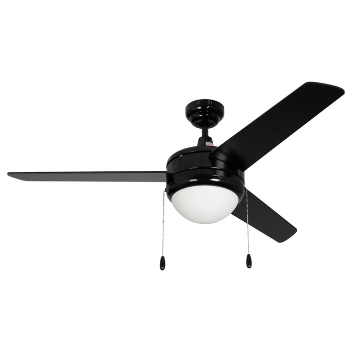 52 Inch Contempo IV AC Black Indoor Ceiling Fan 3-Blade Reversible