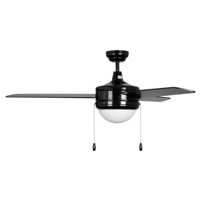 52 Inch Contempo IV AC Black Indoor Ceiling Fan 3-Blade Reversible