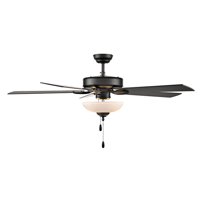 52 Inch Galeson AC Matte Black Indoor Ceiling Fan 5-Blade 2 Lights Reversible