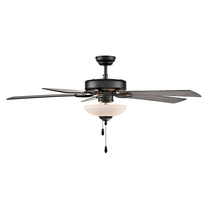 52 Inch Galeson AC Matte Black Indoor Ceiling Fan 5-Blade 2 Lights Reversible