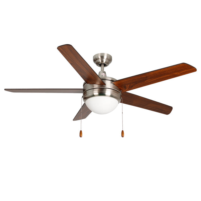 52 Inch Mirage IV AC Brushed Nickel Indoor Ceiling Fan 5 Walnut Blade Reversible