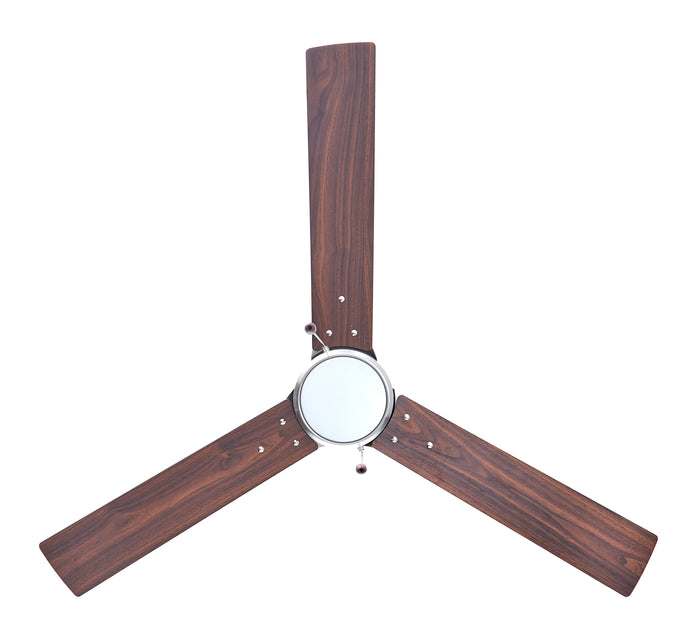 52 Inch Sabio AC Brushed Nickel Indoor Ceiling Fan 3 Walnut Blade Reversible
