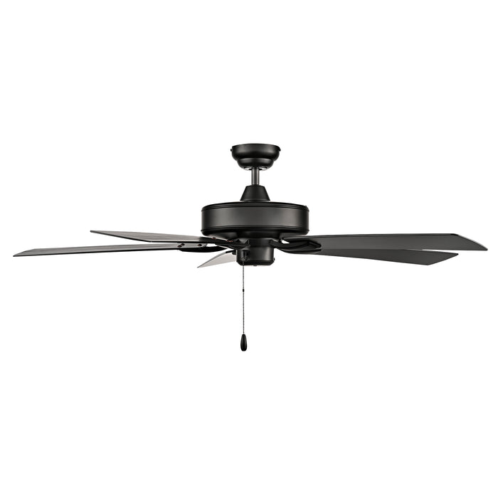 52 Inch Velbreeze AC Matte Black Outdoor Ceiling Fan 5-Blade