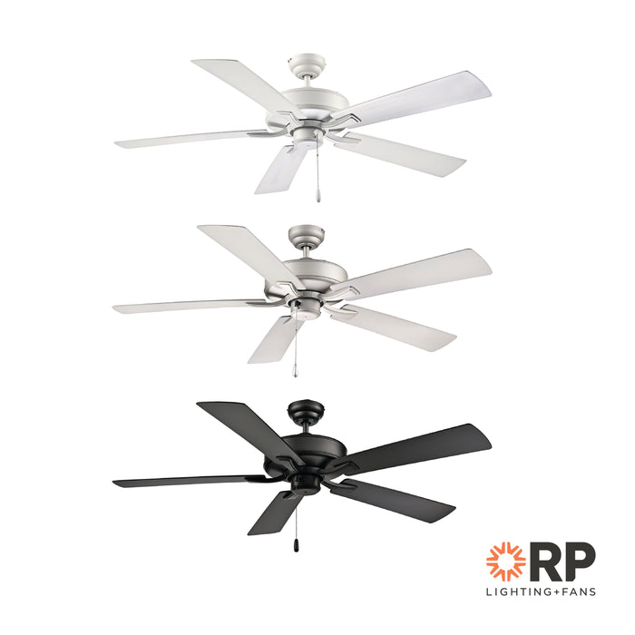 52 Inch Velbreeze AC Matte White Outdoor Ceiling Fan 5-Blade