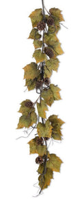 56 Inch Green & Orange Trim Grape Leaves Garland w/