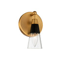6'' Ponti 1 Light Matte Black w/ New Brass Vanity Light