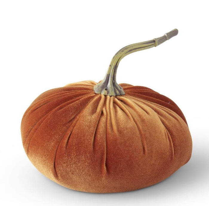 6.75 Inch Orange Velvet Stuffed Pumpkin