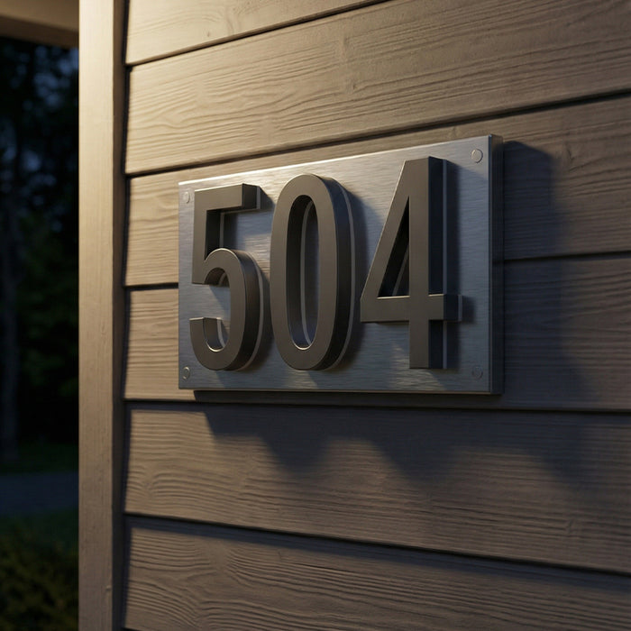 7 inch backlit house numbers - 6000k Stainless Steel - Waterproof