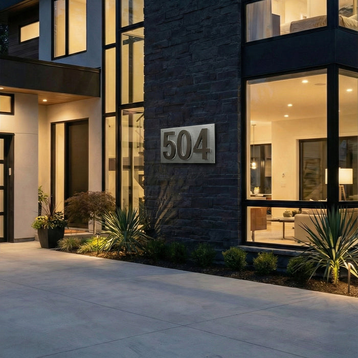 7 inch backlit house numbers - 6000k Stainless Steel - Waterproof