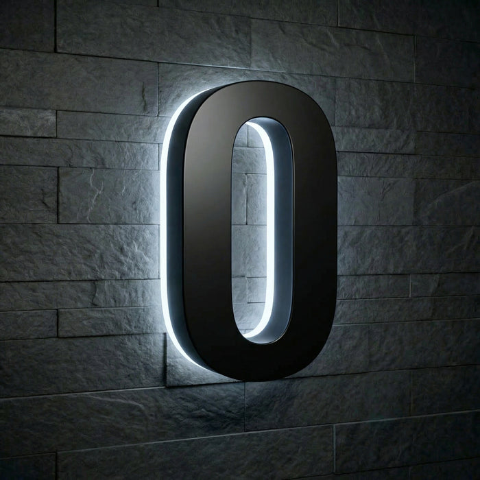 7 inch backlit house numbers - 6000k Stainless Steel - Waterproof