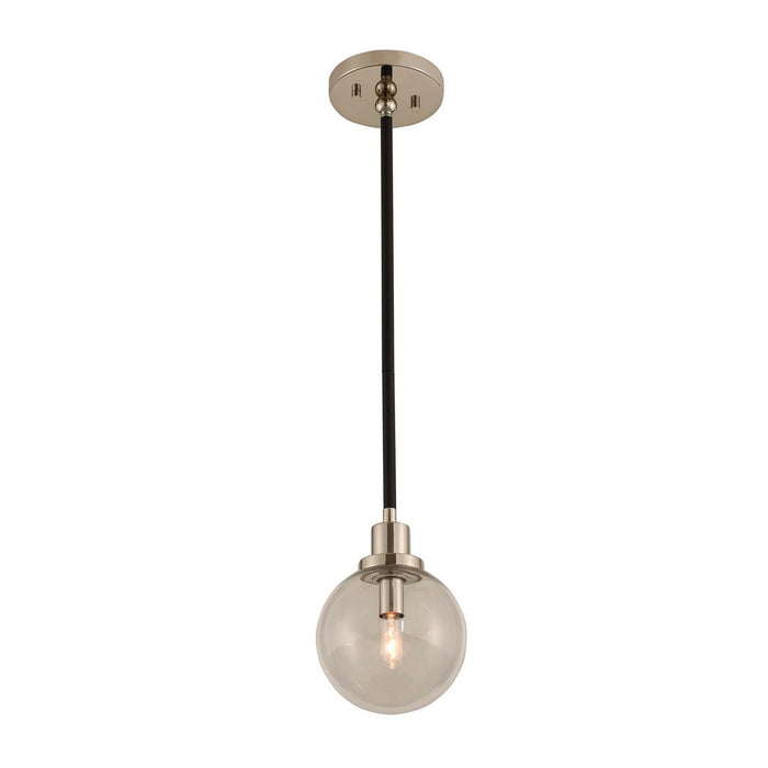 8'' Cameo 1 Light Matte Black w/ Polished Nickel Pendant
